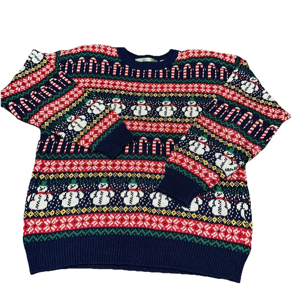 Vintage 90's Northern Isles Christmas Sweater Candy Canes Snowman Women's M - Picture 2 of 9